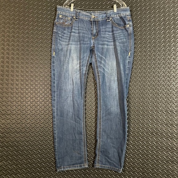 Melissa McCarthy Seven7 Blue Straight Leg Mid Rise Denim Jeans Women's Size 16 - Picture 1 of 12